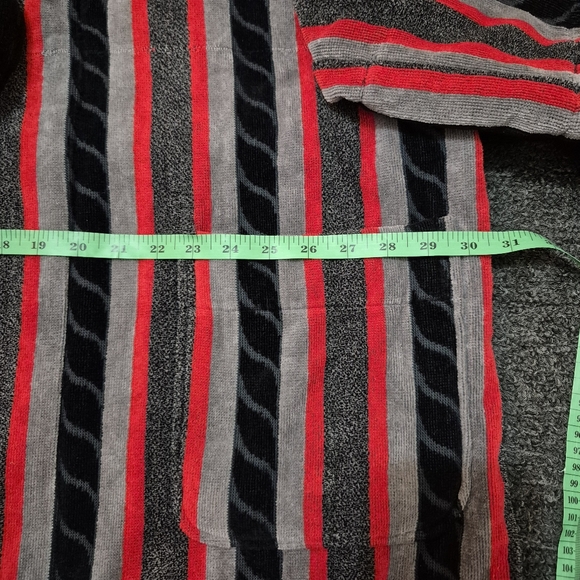 Hanes Classics Hooded Robe with Red and Gray Stripes - Picture 7 of 9